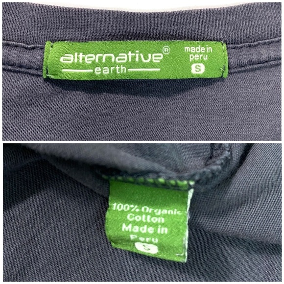 ALTERNATIVE earth Laura Flook Logo Print Organic Cotton T-Shirt in Gray Size S - Picture 5 of 6